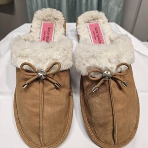 Kate Spade Lacey house slippers. Faux suede & fur, vegan. Sz 8